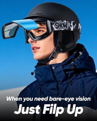 Odoland Flip-Up Ski Goggles for Men Women, Flip-Up Snow Snowboard Goggles Reflective Lens for Instant Defogging in Saudi Arabia