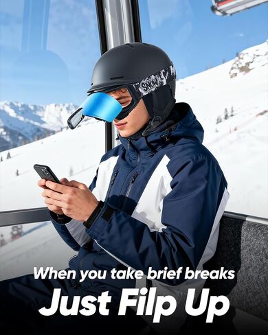 Odoland Flip-Up Ski Goggles for Men Women, Flip-Up Snow Snowboard Goggles Reflective Lens for Instant Defogging in Saudi Arabia
