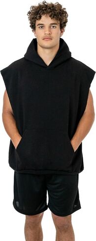 سترة بغطاء رأس من الصوف الثقيل بدون أكمام من LOS ANGELES APPAREL HF08 - نمط دافئ للجنسين، صنع في الولايات المتحدة الأمريكية in Kuwait