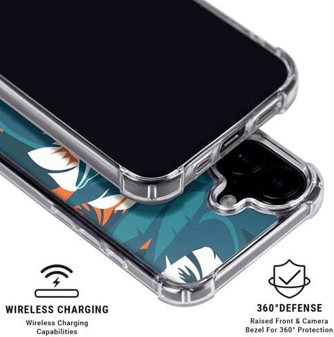 Skinit Clear Phone Case Compatible with iPhone 16 - Officially Licensed NFL Miami Dolphins Black & White Design in Saudi Arabia