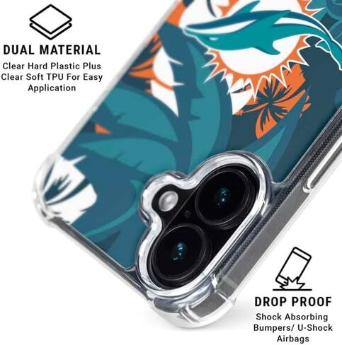 Skinit Clear Phone Case Compatible with iPhone 16 - Officially Licensed NFL Miami Dolphins Black & White Design in Saudi Arabia