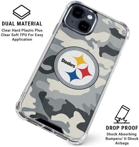 حافظة هاتف Skinit الشفافة متوافقة مع iPhone 14 - تصميم مموه مرخص رسميًا من NFL Pittsburgh Steelers in Saudi Arabia