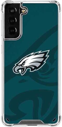 حافظة هاتف Skinit الشفافة متوافقة مع هاتف Galaxy S21 Plus 5G - تصميم شعار NFL Philadelphia Eagles Retro مرخص رسميًا in Saudi Arabia