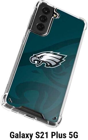 حافظة هاتف Skinit الشفافة متوافقة مع هاتف Galaxy S21 Plus 5G - تصميم شعار NFL Philadelphia Eagles Retro مرخص رسميًا in Saudi Arabia