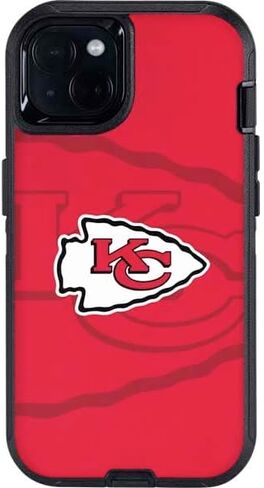 ملصق هاتف Skinit متوافق مع OtterBox Defender iPhone 15 Plus - تصميم رؤية مزدوجة مرخص رسميًا من NFL Kansas City Chiefs in Saudi Arabia