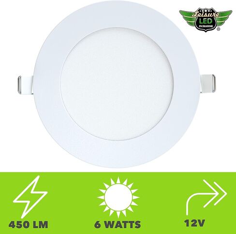 LeisureLED 5 Pack RV Boat Recessed Ceiling Light 480 Lumen Super Slim LED لوحة ضوء DC 12V 4.75 "6W مصابيح ألومنيوم كاملة، (أبيض بارد) in Saudi Arabia