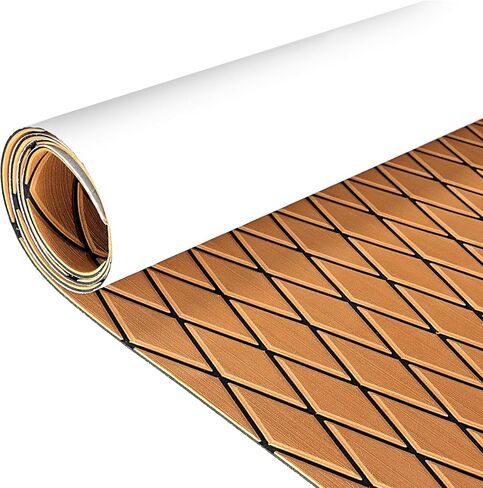 KXKZREN EVA رغوة قارب الأرضيات ورقة التزيين 6 مم سميكة الماس المضادة للانزلاق الأرضيات البحرية حصيرة ذاتية اللصق سطح السفينة لباس قارب يخت قارب RV تبريد قمم، 47.2 "× 94.5" / 27.6 "× 74.8" in Kuwait