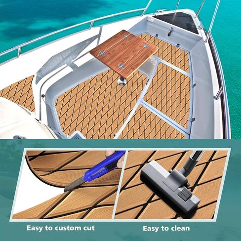 KXKZREN EVA رغوة قارب الأرضيات ورقة التزيين 6 مم سميكة الماس المضادة للانزلاق الأرضيات البحرية حصيرة ذاتية اللصق سطح السفينة لباس قارب يخت قارب RV تبريد قمم، 47.2 "× 94.5" / 27.6 "× 74.8" in Kuwait