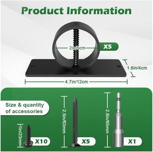10packs 2inch Black Boat Anchor Rope Holder Set,Rope Support Holder,for Hemp Rope Fencing,Deck Railing in Saudi Arabia