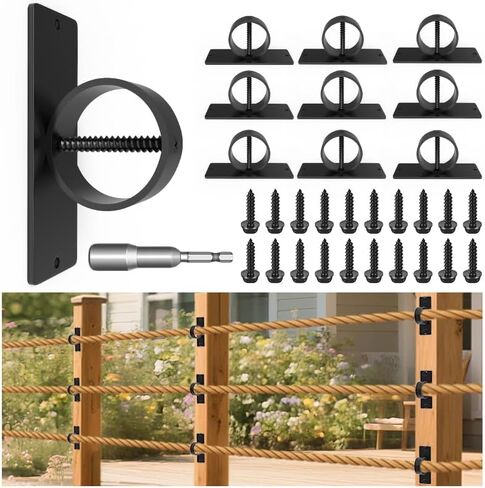 10packs 2inch Black Boat Anchor Rope Holder Set,Rope Support Holder,for Hemp Rope Fencing,Deck Railing in Saudi Arabia