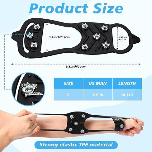 Berlune 20 Pairs Non Slip Gripper Spikes with 8 Steel Studs Ice Cleats for Shoes and Boots Traction Crampons Snow Grips for Hiking Climbing Fishing Skating Winter Outdoor Activities in Saudi Arabia