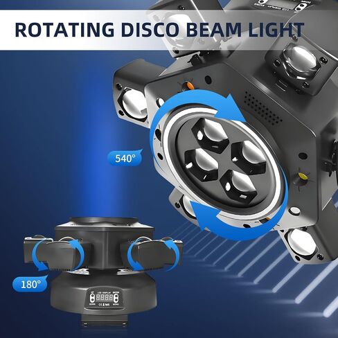 مصابيح DJ ذات رأس متحرك، 6 تركيبات للحفلات بأذرع مع شريط إضاءة، 150 وات RGBW 4 في 1 أضواء LED للمسرح، DMX512 وضوء دوار نشط بالصوت، للحفلات ديسكو كلوب بار KTV الزفاف in Saudi Arabia