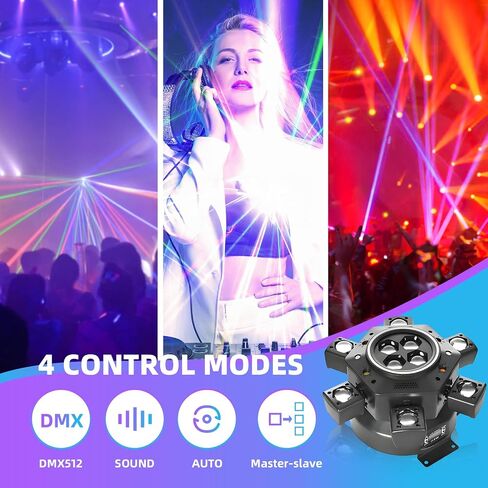 مصابيح DJ ذات رأس متحرك، 6 تركيبات للحفلات بأذرع مع شريط إضاءة، 150 وات RGBW 4 في 1 أضواء LED للمسرح، DMX512 وضوء دوار نشط بالصوت، للحفلات ديسكو كلوب بار KTV الزفاف in Saudi Arabia