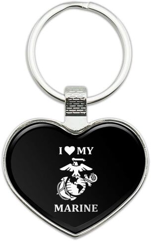 I Love My Marine USMC White on Black Officially Licensed Keychain Heart Love Metal Key Chain Ring in Saudi Arabia