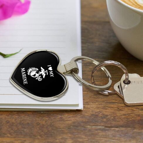 I Love My Marine USMC White on Black Officially Licensed Keychain Heart Love Metal Key Chain Ring in Saudi Arabia