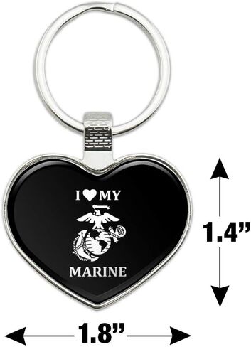 I Love My Marine USMC White on Black Officially Licensed Keychain Heart Love Metal Key Chain Ring in Saudi Arabia