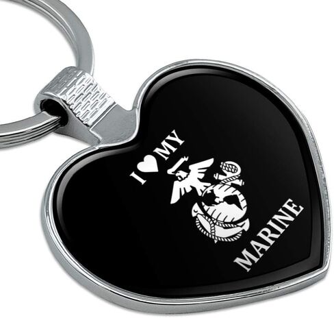 I Love My Marine USMC White on Black Officially Licensed Keychain Heart Love Metal Key Chain Ring in Saudi Arabia