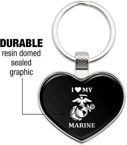 I Love My Marine USMC White on Black Officially Licensed Keychain Heart Love Metal Key Chain Ring in Saudi Arabia