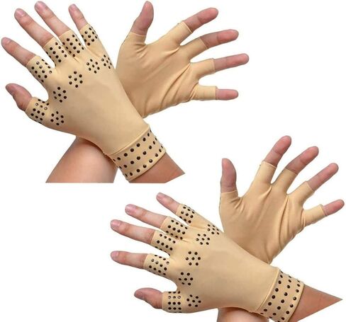 RZJZGZ (2Pairs Compression Gloves Magnetic Anti-Arthritis Fingerless Gloves Relief Hand Heal Joints Pain in Saudi Arabia