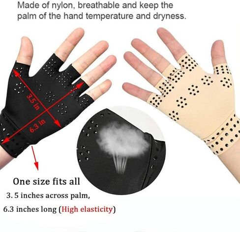 RZJZGZ (2Pairs Compression Gloves Magnetic Anti-Arthritis Fingerless Gloves Relief Hand Heal Joints Pain in Saudi Arabia