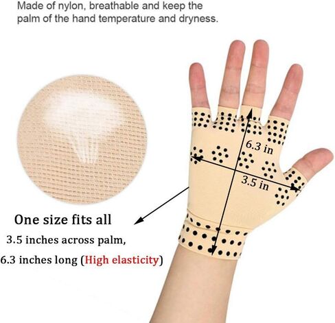 RZJZGZ (2Pairs Compression Gloves Magnetic Anti-Arthritis Fingerless Gloves Relief Hand Heal Joints Pain in Saudi Arabia