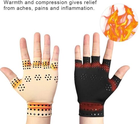RZJZGZ (2Pairs Compression Gloves Magnetic Anti-Arthritis Fingerless Gloves Relief Hand Heal Joints Pain in Saudi Arabia