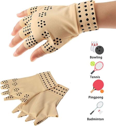 RZJZGZ (2Pairs Compression Gloves Magnetic Anti-Arthritis Fingerless Gloves Relief Hand Heal Joints Pain in Saudi Arabia