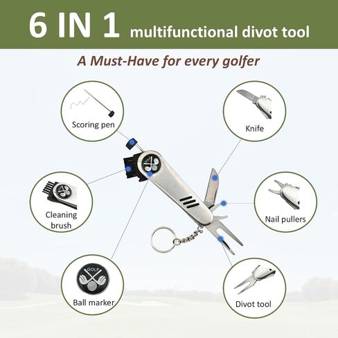 Golf Gifts for Men and Women, Golf Accessories Set in High-End Case with Gold-Colored Golf Balls, Golf Tees, Brush, Divot Tool, Golf Green Reader, Magnetic Hat Clip, Scorer, Golf Ball Clamp in Saudi Arabia