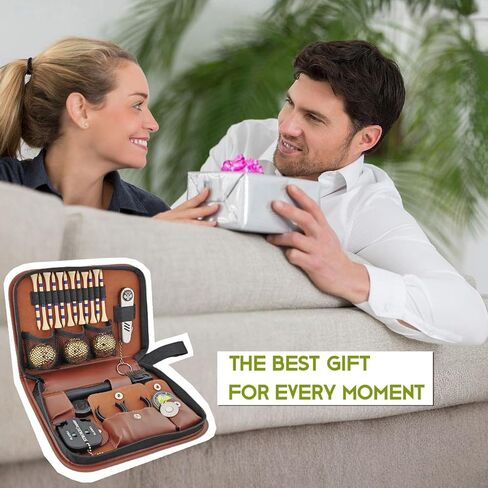 Golf Gifts for Men and Women, Golf Accessories Set in High-End Case with Gold-Colored Golf Balls, Golf Tees, Brush, Divot Tool, Golf Green Reader, Magnetic Hat Clip, Scorer, Golf Ball Clamp in Saudi Arabia