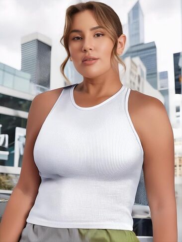 Women’s Plus Size Seamless Yoga Tank with Racerback High Stretch Activewear for Fitness in Saudi Arabia