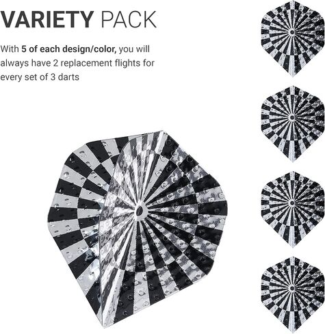 kwmobile Dart Flights 50 Pieces - Mixed Design Standard Flight Pack for Steel or Soft Tip Darts - 5 of Each Design/Color - Multicolor in Saudi Arabia
