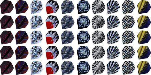 kwmobile Dart Flights 50 Pieces - Mixed Design Standard Flight Pack for Steel or Soft Tip Darts - 5 of Each Design/Color - Multicolor in Saudi Arabia