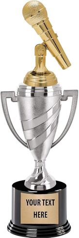 Crown Awards Microphone Trophy, 14" Silver Cup Microphone Trophies, Enter Your Own Engraving Prime in Saudi Arabia