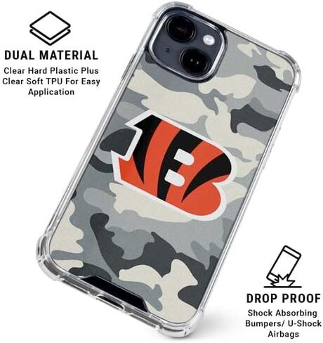Skinit Clear Phone Case Compatible with iPhone 14 - Officially Licensed NFL Cincinnati Bengals Camo Design in Saudi Arabia
