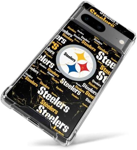 Skinit Clear Phone Case Compatible with Google Pixel 7a - Officially Licensed NFL Pittsburgh Steelers Black Blast Design in Saudi Arabia