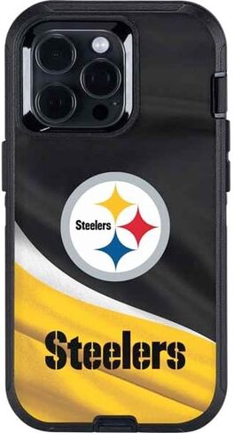 Skinit Decal Phone Skin Compatible with OtterBox Defender iPhone 15 Pro Max - Officially Licensed NFL Pittsburgh Steelers Design in Saudi Arabia
