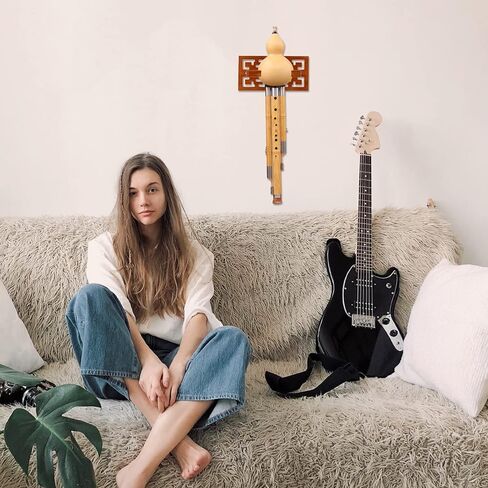 SUPVOX Cucurbit Flute رف جدار جبل قوس لفلوت القرع البني حمالة تعليق جدارية رف تخزين خشبي in Kuwait