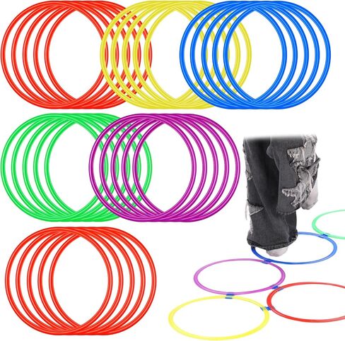 30 Pcs Agility Rings Speed and Agility Training Rings 15" Exercise Speed Circle Jumping Hoops for Training Throwing Equipment (Yellow/Blue/red/Green/Purple) in Saudi Arabia