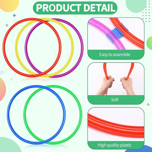 30 Pcs Agility Rings Speed and Agility Training Rings 15" Exercise Speed Circle Jumping Hoops for Training Throwing Equipment (Yellow/Blue/red/Green/Purple) in Saudi Arabia