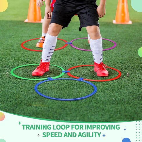 30 Pcs Agility Rings Speed and Agility Training Rings 15" Exercise Speed Circle Jumping Hoops for Training Throwing Equipment (Yellow/Blue/red/Green/Purple) in Saudi Arabia