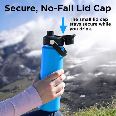 ThermoProof Wide Mouth Bottle Replacement Spout Lid – Leakproof, BPA-Free with Flexible Handle, Compatible with Hydro Flask, Iron Flask, Takeya, Simple Modern & ThermoProof 22oz Bottles-Black in Saudi Arabia