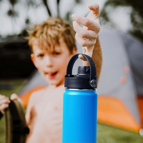 ThermoProof Wide Mouth Bottle Replacement Spout Lid – Leakproof, BPA-Free with Flexible Handle, Compatible with Hydro Flask, Iron Flask, Takeya, Simple Modern & ThermoProof 22oz Bottles-Black in Saudi Arabia