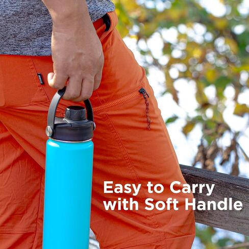 ThermoProof Wide Mouth Bottle Replacement Spout Lid – Leakproof, BPA-Free with Flexible Handle, Compatible with Hydro Flask, Iron Flask, Takeya, Simple Modern & ThermoProof 22oz Bottles-Black in Saudi Arabia