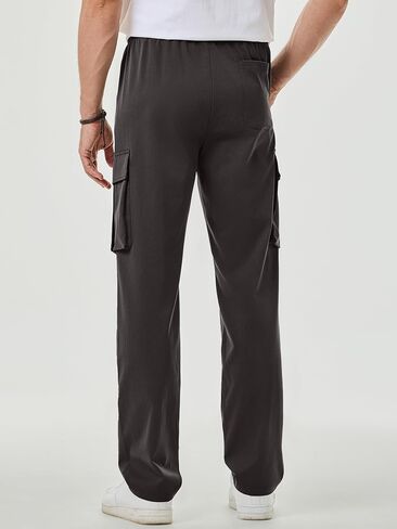 JMIERR Mens Casual Cargo Pants Stretch Sweatpants Drawstring Hiking Workout Joggers with Multi Pockets in Saudi Arabia
