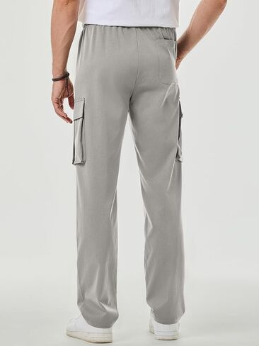 JMIERR Mens Casual Cargo Pants Stretch Sweatpants Drawstring Hiking Workout Joggers with Multi Pockets in Saudi Arabia
