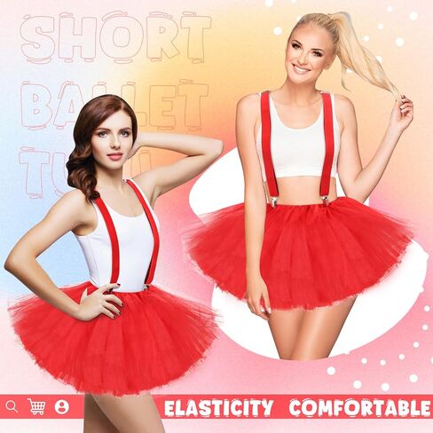 Zhanmai 3 Pcs Women's Costume Tutu Set 5 Layered Tulle Tutu Skirt Suspenders Striped Socks for Women Adult in Saudi Arabia