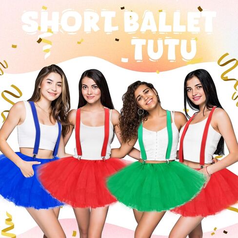 Zhanmai 3 Pcs Women's Costume Tutu Set 5 Layered Tulle Tutu Skirt Suspenders Striped Socks for Women Adult in Saudi Arabia