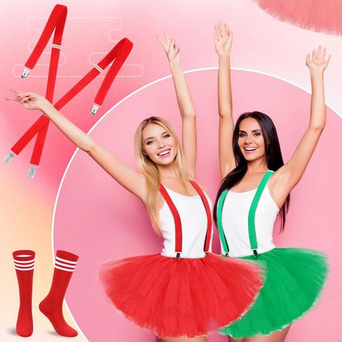 Zhanmai 3 Pcs Women's Costume Tutu Set 5 Layered Tulle Tutu Skirt Suspenders Striped Socks for Women Adult in Saudi Arabia
