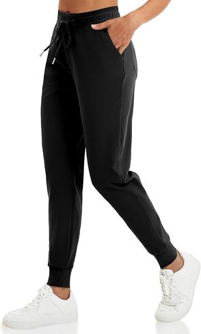 VOOVEEYA Women's Yoga Joggers Pants Stretchy Sweatpants with Pockets High Waist for Workout, Running, Lounge, Travel in Kuwait