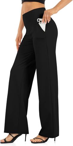 Wide Leg Pants for Women with Pockets Yoga Pants High Waisted Loose Palazzo Casual Lounge Sweatpants Black in Saudi Arabia